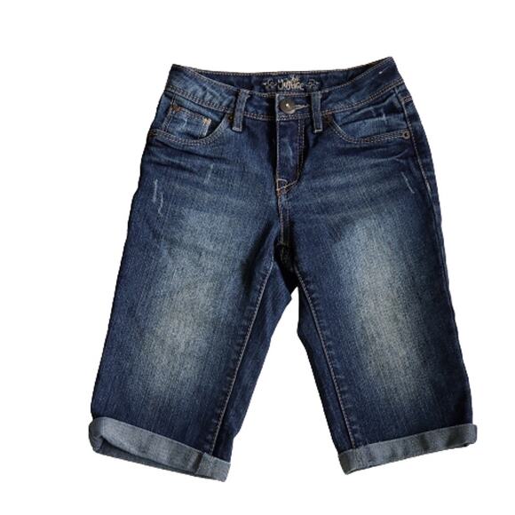 2 FOR $5 SALE Justice Denim Capris Rolled Hem Size 7S - Picture 1 of 15